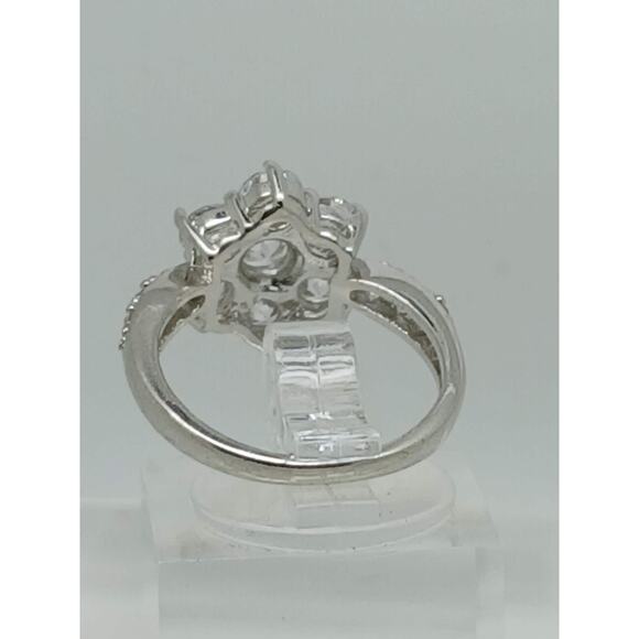 4.06CT Vintage White Gold Plated Floral Cluster Cocktail Engagement Ring Size 6 - Picture 8 of 8